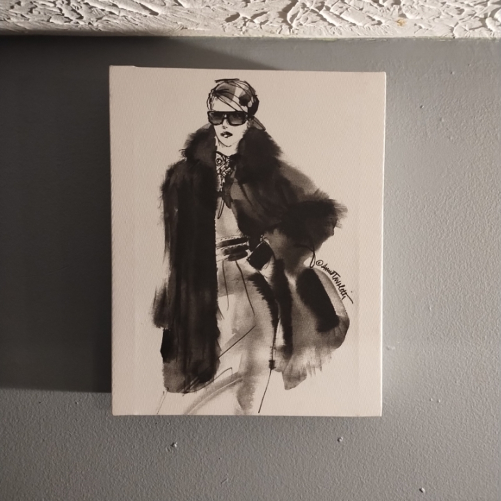 Chic Black and White Fashion Illustration Canvas